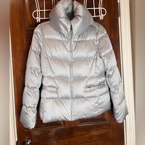 Ann Taylor Metallic Gray Puffer Jacket